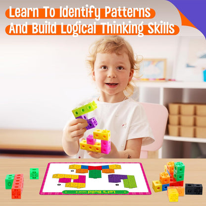 SpriteGru Math Linking Cubes, Math Cubes Manipulatives with Activity Cards Linking Cube Math Counters for Kids Kindergarten Learning Activities