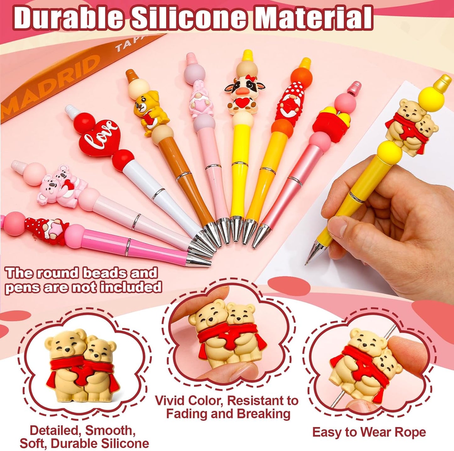 Ferreve 16 Pcs 3D Sports Football Beads Silicone Focal Beads for Keychain Making Pens for Beadable Keychain DIY Crafts Necklace Bracelet Phone Chain Charms Jewelry Making