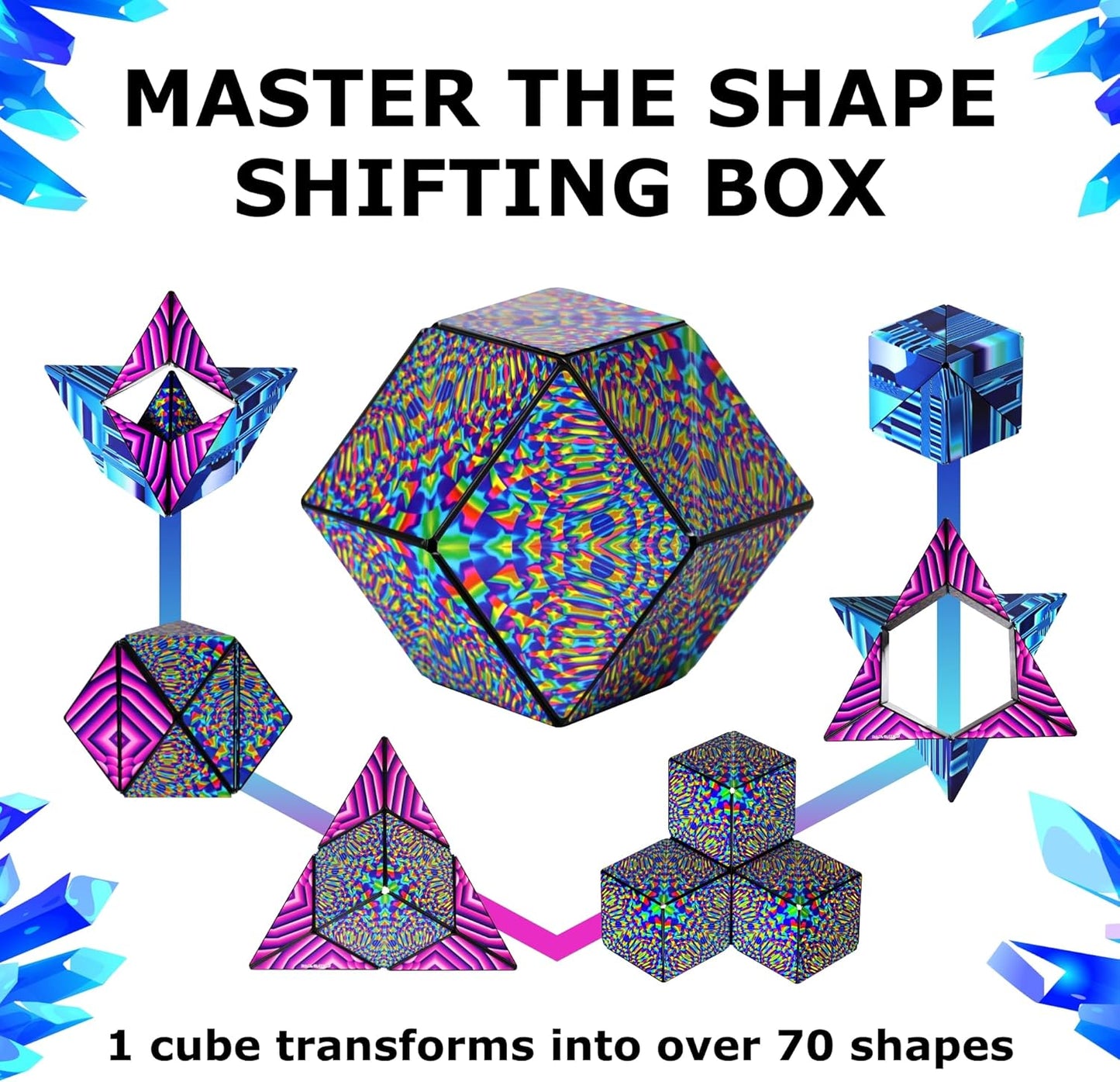 Shashibo Shape Shifting Box - Award-Winning STEM Fidget Toy with Ultra Strong Magnets - Puzzle Cube Transforms Into 100+ Shapes, Perfect Sensory Gift for Kids, Teens, and Adults (Cosmos)
