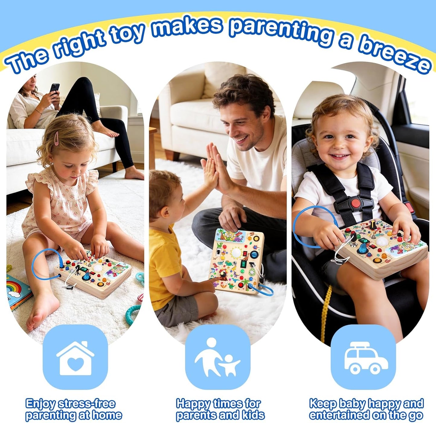 Grarain Busy Board for Toddlers - Montessori Educational Toy for 1-3 Year Old Boys & Girls | Travel-Friendly Sensory Learning Activity | Ideal for Kids with Autism(Clocks Busy Board)