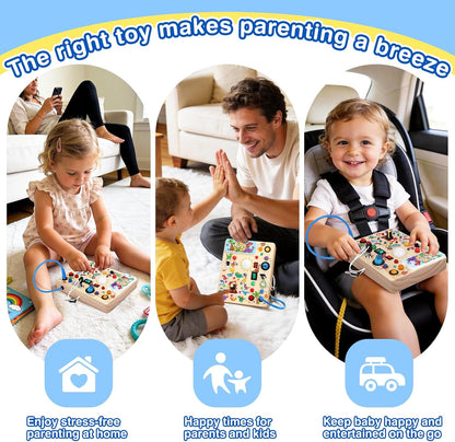 Grarain Busy Board for Toddlers - Montessori Educational Toy for 1-3 Year Old Boys & Girls | Travel-Friendly Sensory Learning Activity | Ideal for Kids with Autism(Clocks Busy Board)