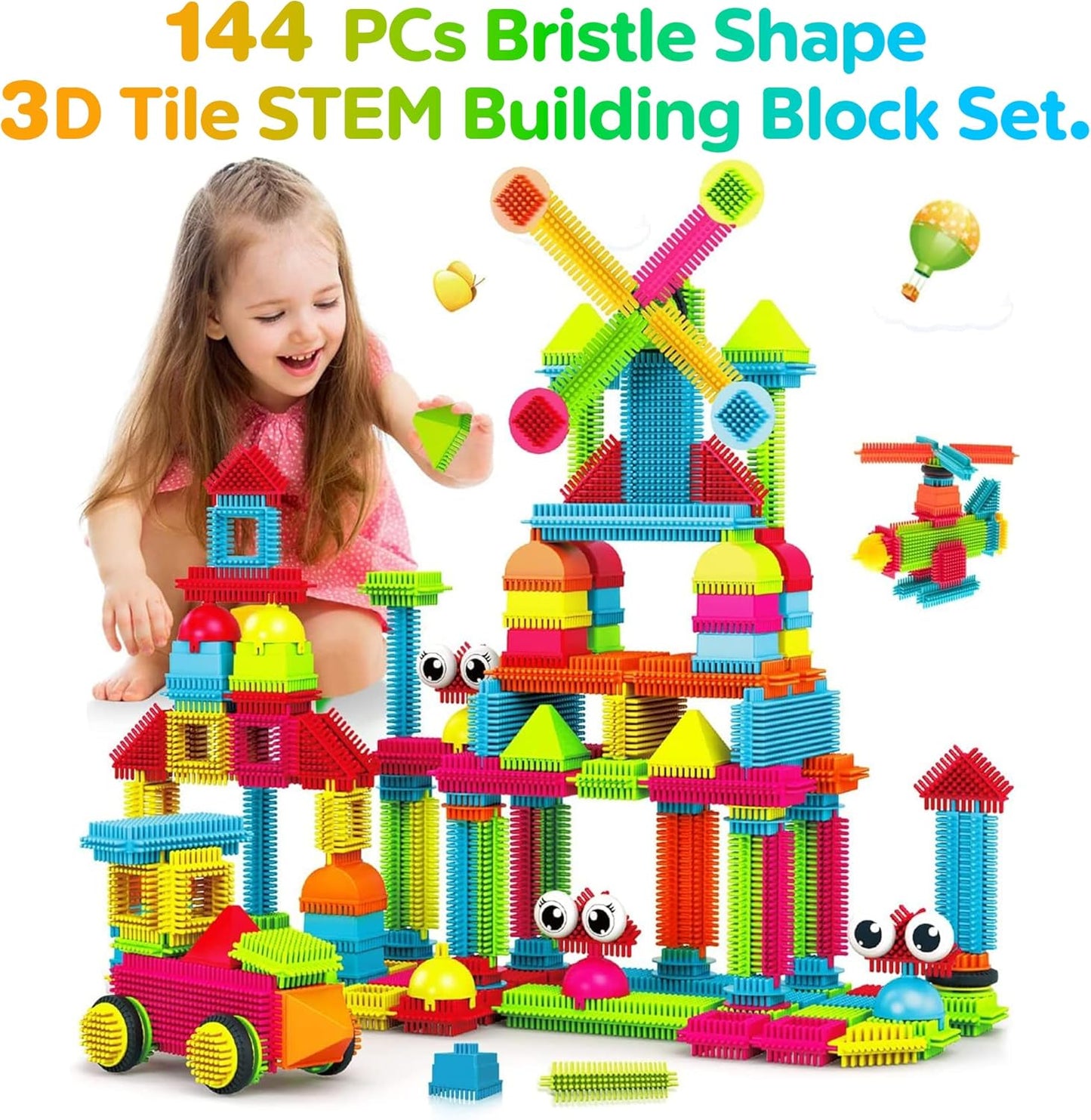 Contixo STEM Building Toys - 110 pcs Marble 3D Magnetic Run Tiles Learning Stacking Educational Building Blocks Set, Creativity Beyond Imagination, Inspirational, Recreational Toy for Kids