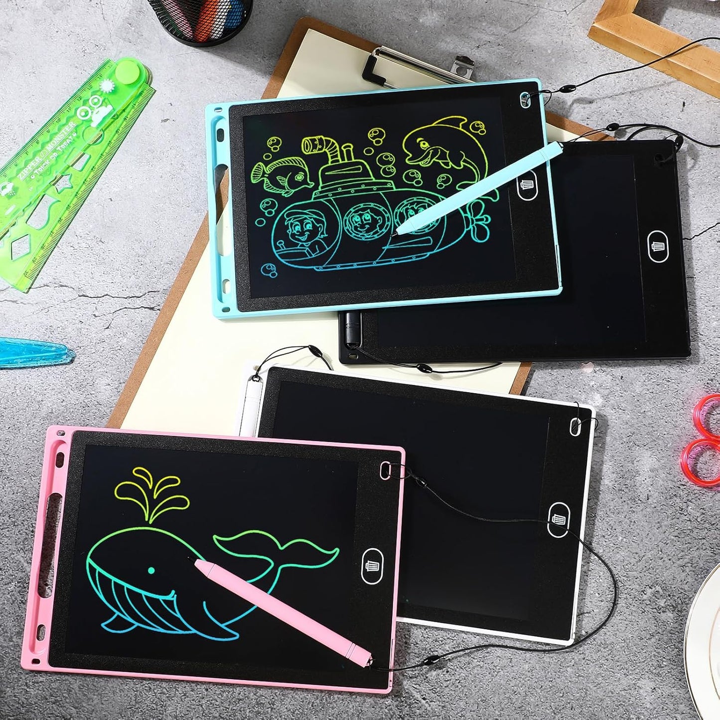Tinlade 12 Pack LCD Writing Tablets for Kids Party Favors Games, 8.5 Inch Educational Learning Bulk Toys Gifts Erasable Doodle Boards Portable Electronic Drawing Pads for Toddlers 4-8 School Birthday