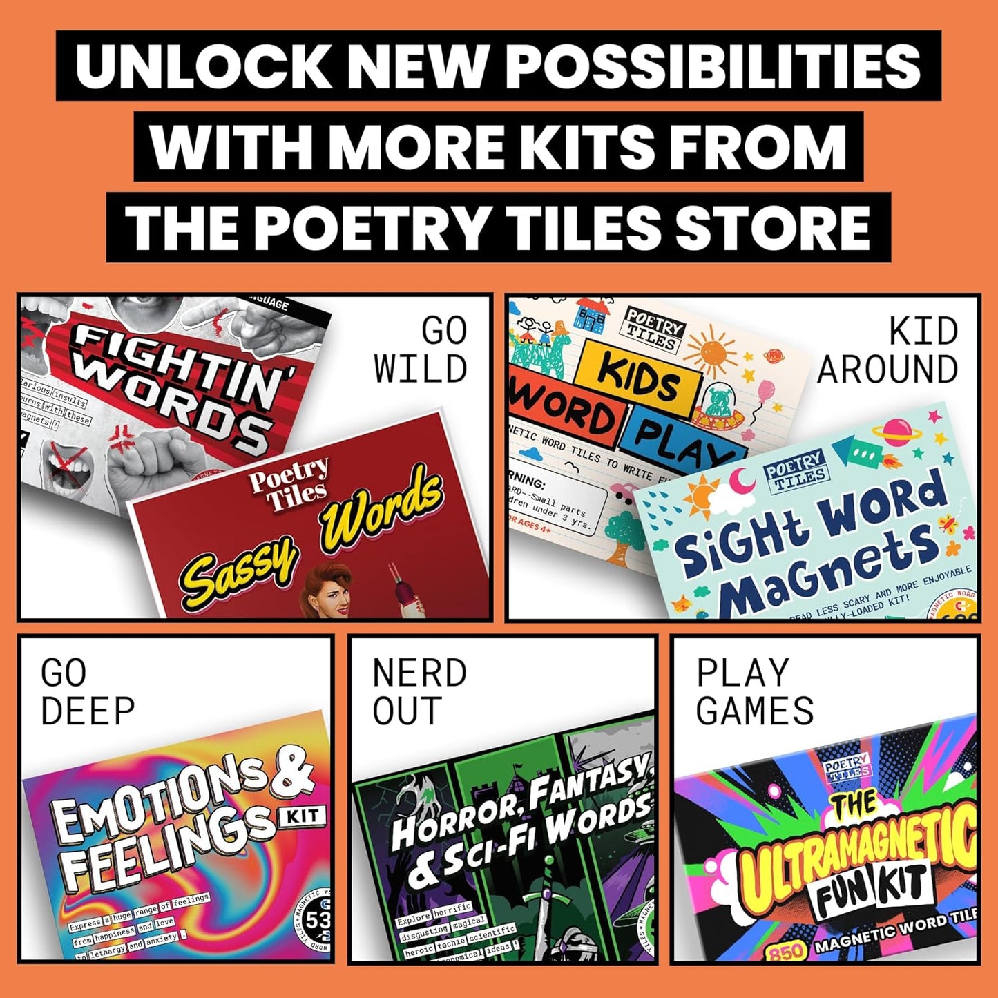 The Essential Kit of Word Magnets - Everything Needed for Fun Fridge Poetry - 797 Magnetic Words Compatible with Most Other Kits - Experience the Fun of Creative Word Play and Self Expression