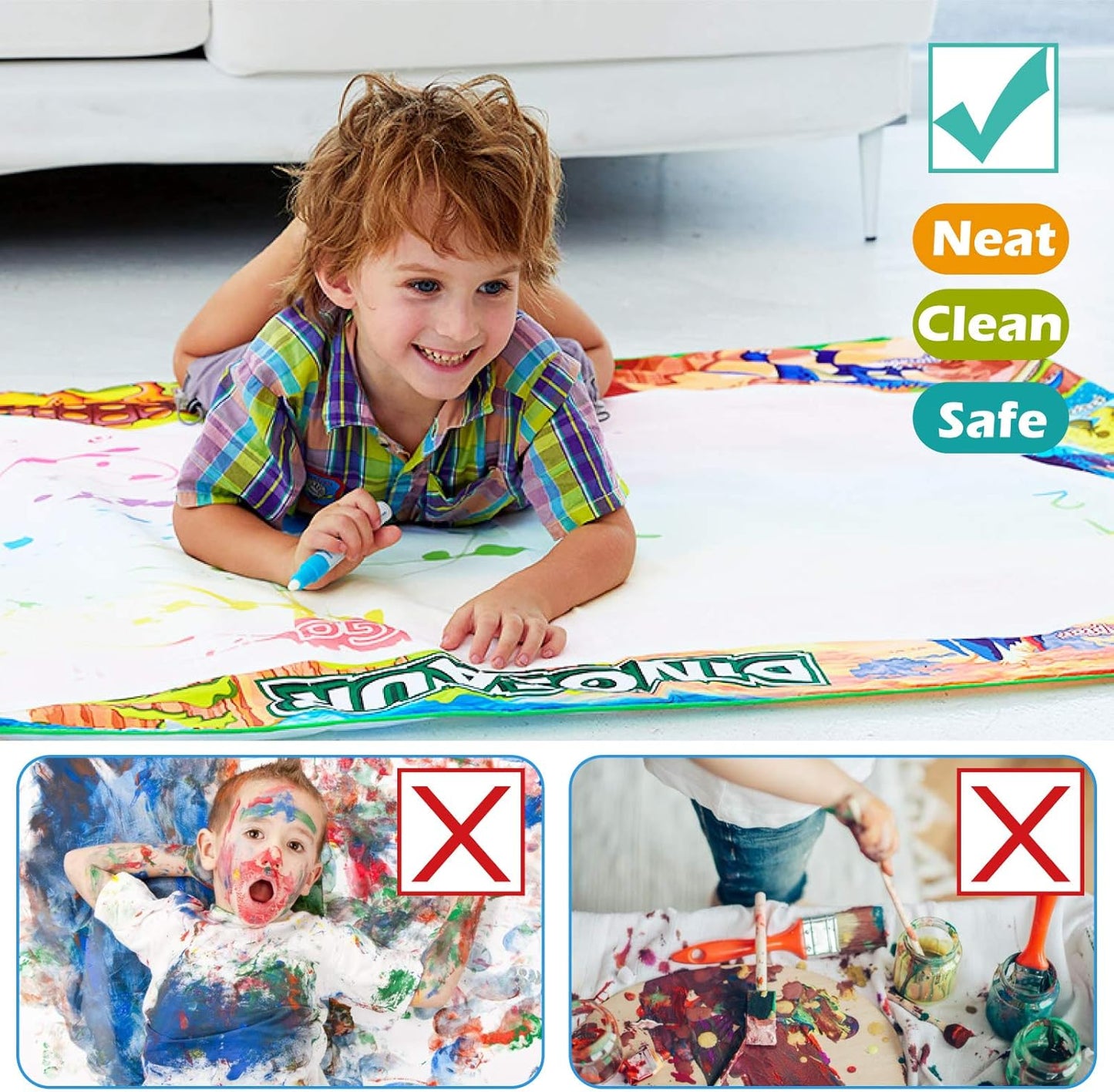 Jasonwell Aqua Water Doodle Mat 48 x 36 Inches Large Magic Drawing Doodling Mat Coloring Mat Educational Toys Christmas Birthday Gifts for Kids Toddler Boys Girls Age 2 3 4 5 6 7 8 Year Old (Galaxy)