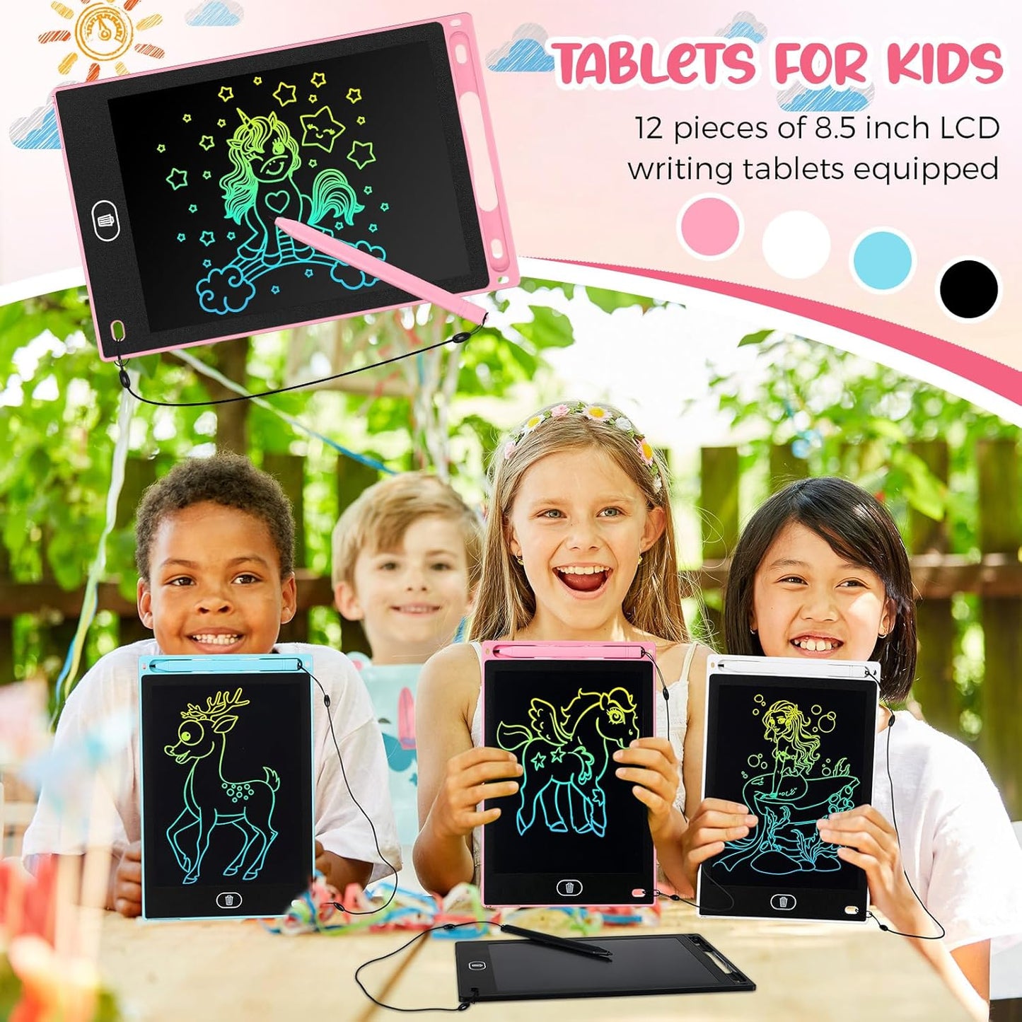 Tinlade 12 Pack LCD Writing Tablets for Kids Party Favors Games, 8.5 Inch Educational Learning Bulk Toys Gifts Erasable Doodle Boards Portable Electronic Drawing Pads for Toddlers 4-8 School Birthday