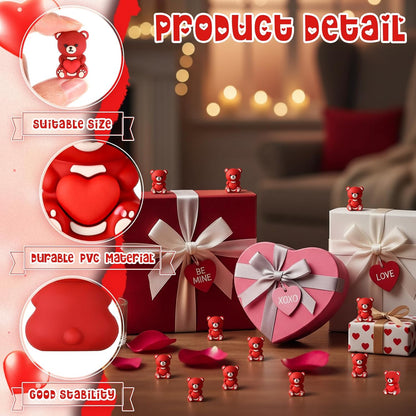 Gerrii 50 Pcs Mini Teddy Bears Bulk Small Miniature Figurines Rubber Mini Bears Tiny Little Heart for Home Desktop Landscape Counting Manipulatives Valentines Day (Colorful)