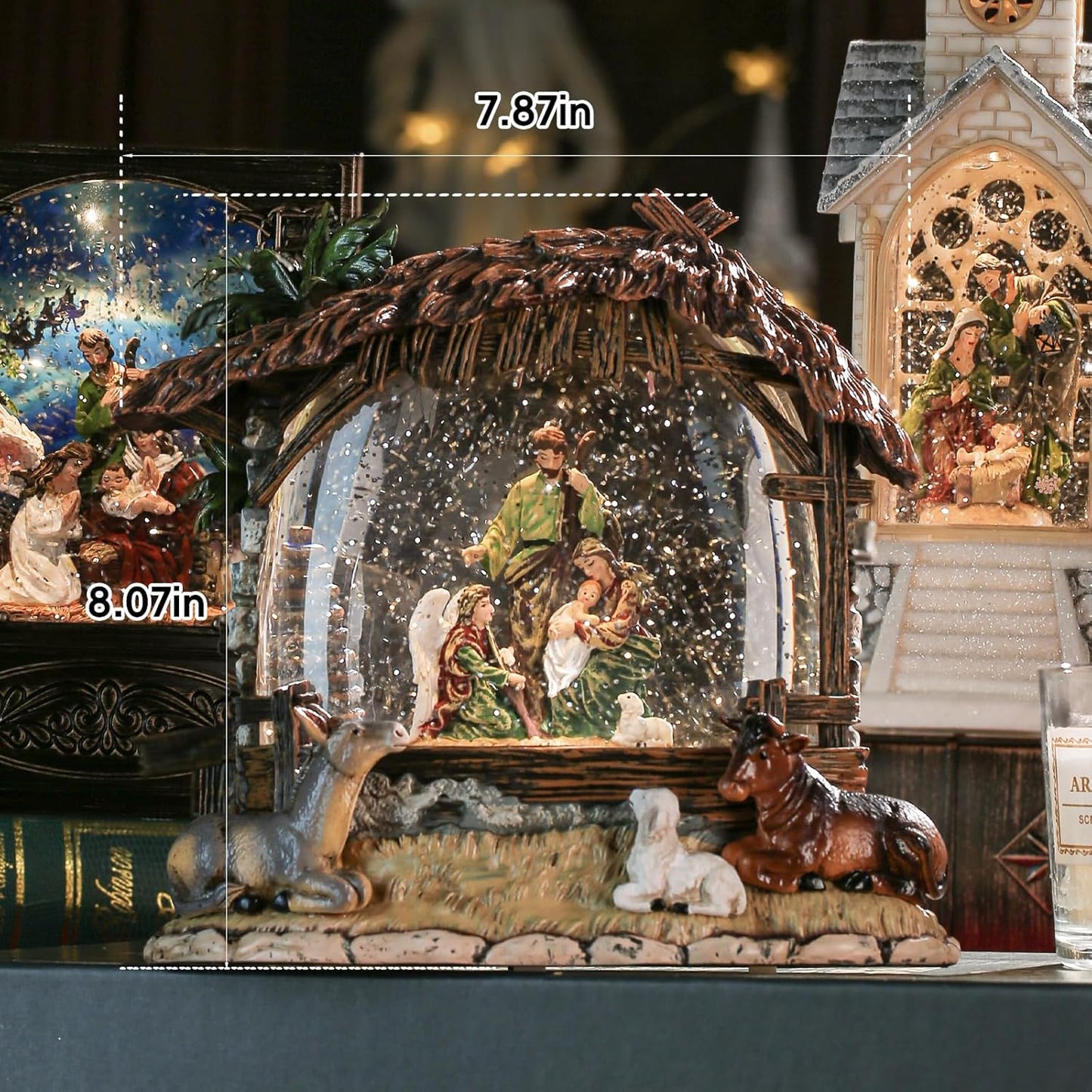 Snow Globe Lantern with Violin Girl – Shatterproof, Glitter Snowglobe 10 Songs Music Box, Led Light, USB or Battery Powered, for Girls Spring Day Gifts Birthday Home Decor Fall Decoration, Silver