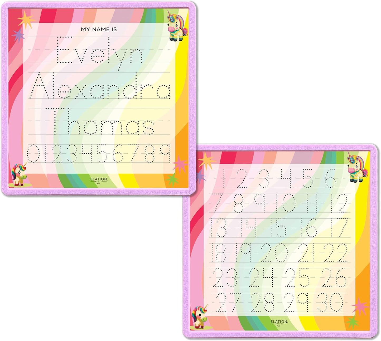 Kid's Name Tracing Board | Dry Erase Letter Tracing | Reusable Name Alphabet Tracing| Number Tracing | Personalized | Baby Unicorn Theme