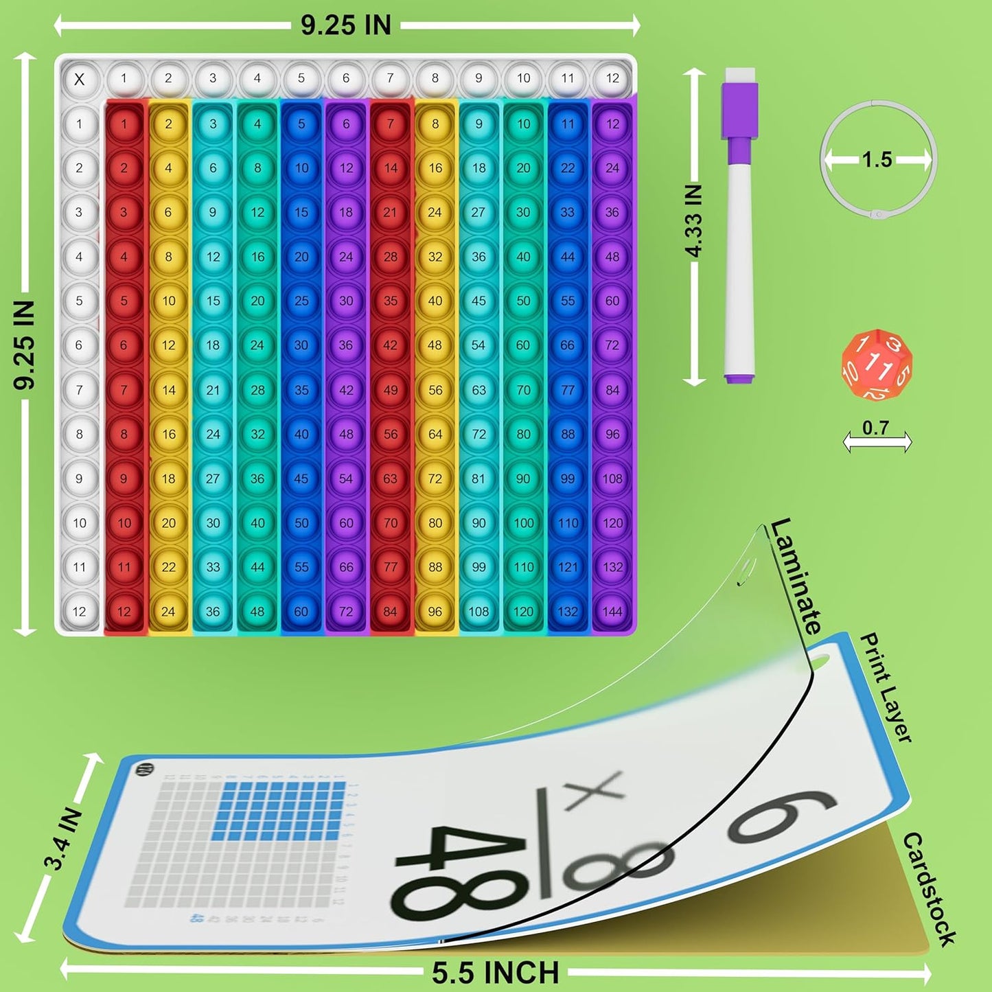 COOVA Math Games for Kids - Math Flash Cards - Interactive Practice Kit Pop It Practice with Addition, Subtraction, Multiplication & Division - Ideal for Learning and Skill Building.
