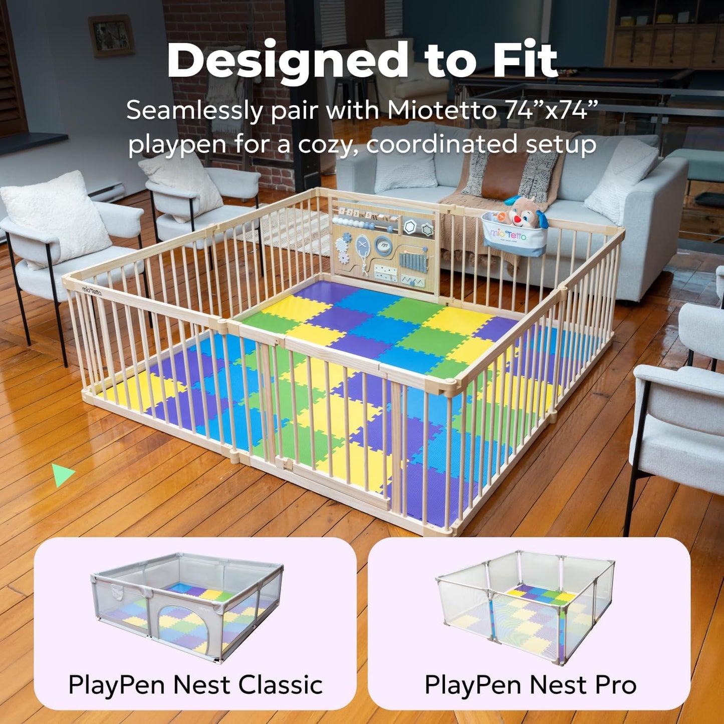 MioTetto Baby Play Mat, Soft Foam Floor Tiles for Kids. Adjustable Interlocking Foam Tiles, Fits with 50x50 Playpen Baby mat for Crawling & Development, Safe & Non-Toxic Playmat for Babies 6-12 Months