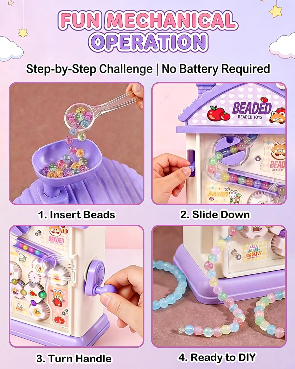 Eohemeral Bracelet Making Kit for Girls 6-12, Jewelry Making Kit with 800 Beads, DIY Bracelet Maker Machine, Built-in Storage & Bead Recycler, Kids Crafts Toy No Batteries Required (Pink)
