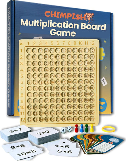Multiplication Games, 12x12 Wooden Montessori Multiplication Board Game, Larger Size Times Table, Montessori Math Learning Materials, Educational Toy for Toddlers, Preschool Gifts for Kids