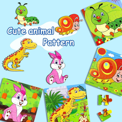 Puzzles for Kids Ages 3-5, 9 Pack Wooden Jigsaw Puzzles for Toddlers Ages 3-5 16 Pieces Preschool Educational Learning Toys Set Animals Puzzles for 3 4 5 Years Old Boys and Girls