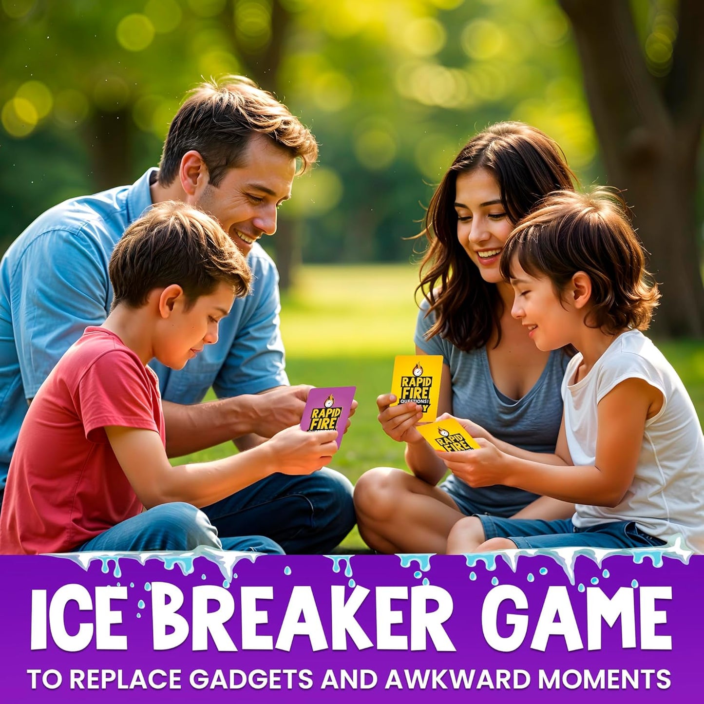 QUOKKA Family Conversation Cards Game - Break The Ice Game for Kids and Families - Icebreaker Cards with 500+ Questions - Family Game for Kids 8-12 - Perfect for Families Games Night I Travel Version
