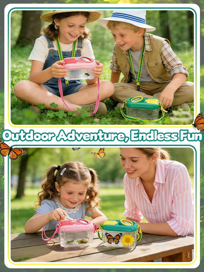 2Sets Bug Catcher for Kids - Sturdy Kids Bug Catching Kit Gifts with Collector Butterfly Net Tweezer, Bugs Habitat Outdoor Explorer Kit for Age 3 4 5 6 7 8, 8Pcs