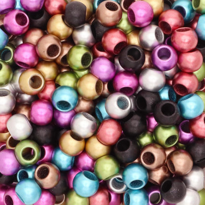 300 Acrylic Large Hole Beads for Crafts and for Hair 10mm x 12mm Acrylic Barrel Beads with 5.7mm Large Hole, Glossy Primary Assortment