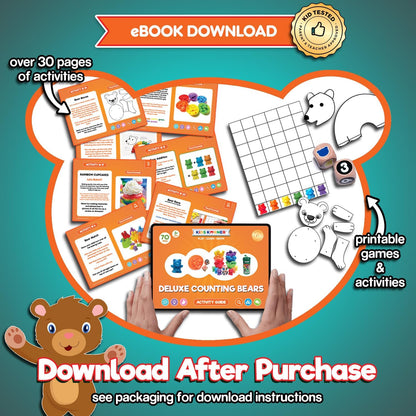 Deluxe Counting & Sorting Bears Game Set - Montessori Fine Motor Learning Jumbo Toys with Stacking Cups, 60 Preschool Math Manipulatives, 2 Toddler Games Dice, Toy Storage & Activities eBook