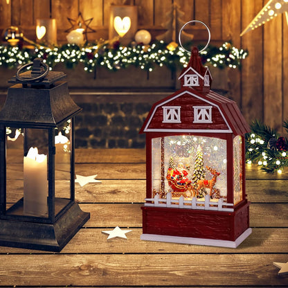 Eldnacele Musical Snow Globe Lantern with Timer, Lighted USB/Battery Operated Swirling Singing Water Glittering Lantern, Snow Globes for Adults and Kids Christmas Decoration- Santa
