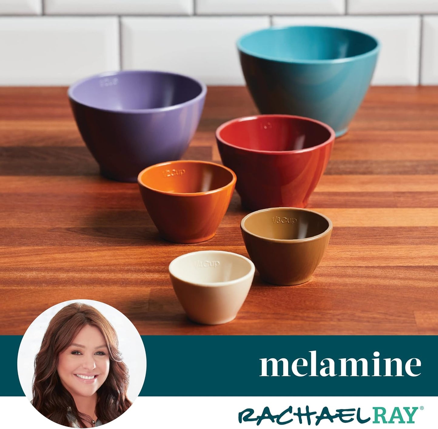 Rachael Ray Tools and Gadgets Nesting/Stackable Measuring Cups Set, 6 Piece - Assorted Colors
