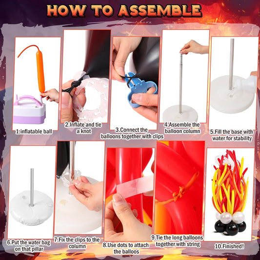 126 Pcs Volcano Birthday Party Decoration Lava Volcano Balloons Set Red Orange Yellow Black Sliver Flame Latex Balloons for Science Dinosaur Lava Luau Hawaiian Fire Party Decor Supplies