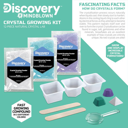 Discovery™ 12-Piece Lab Crystal Growing Kit, Grow Colored Crystals, Includes Mold Shapes and Magnifying Glass, Fun Chemistry and Geology Educational Science STEM Set