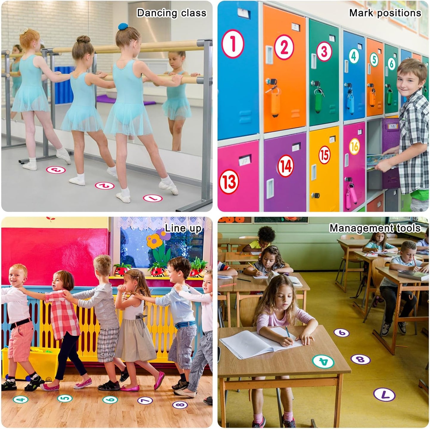 FaCraft Boho Line Up Spots for Classroom Floor - 48Pcs Floor Numbers for Classroom Lining Up Waterproof Number Stickers Markers for Preschool Kindergarten Elementary Back to School Teacher Must Haves