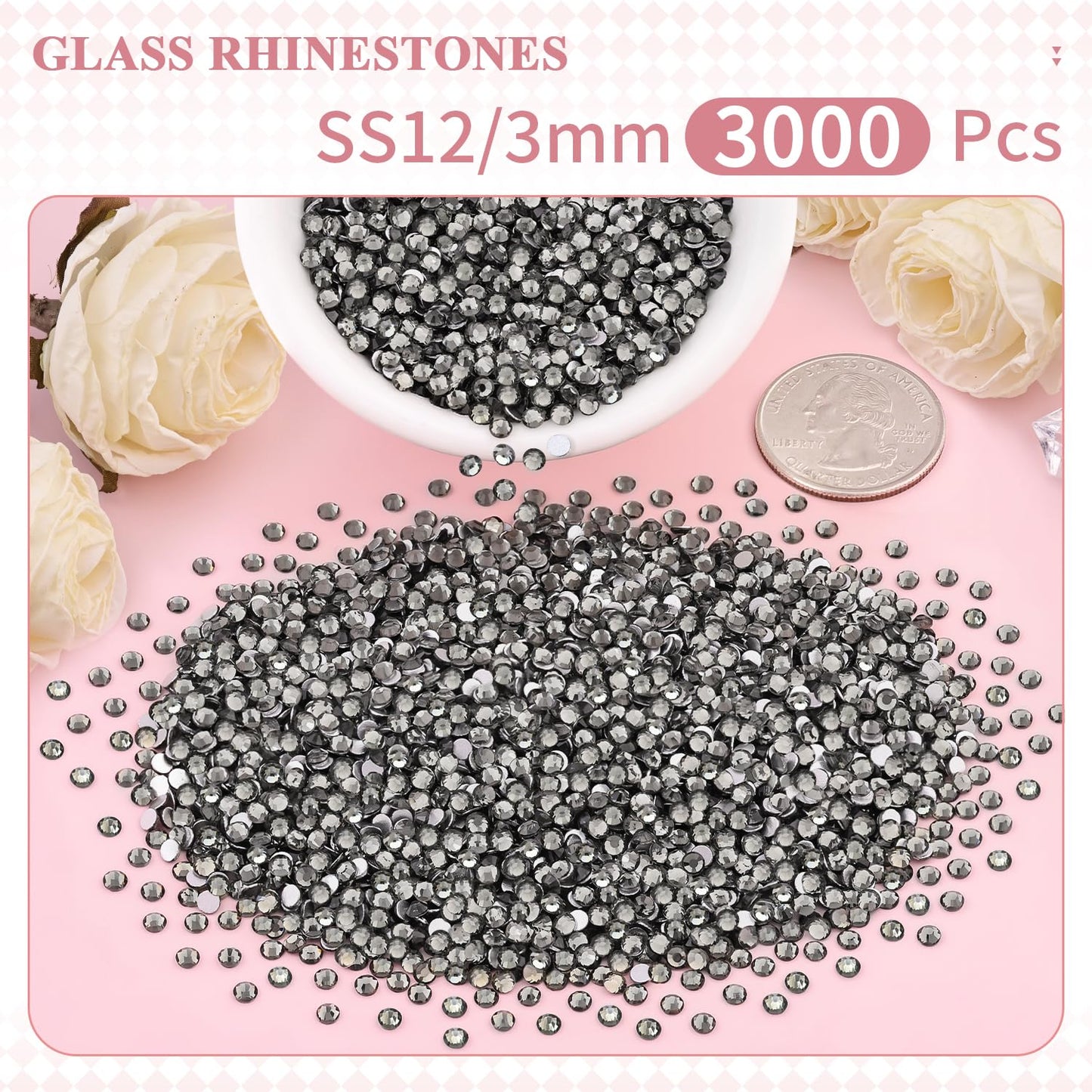 5000PCS SS6/2mm Glass Crystal Rhinestones (Clear), Bedazzling Flatback Rhinestones for Crafting DIY Crafts Nail Art Makeup Decoration, Gems Diamond Charms for Tumbler Shoes Clothing Mug