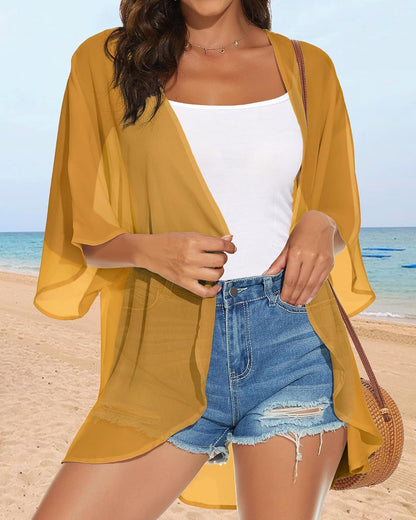 Womens Kimono Cardigans Beach Cover ups Swimwear Puff Sleeve Loose Casual Summer Tops 2026