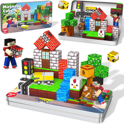 160 Pcs Magnetic Blocks - Magnetic Building Blocks for Kids Ages 4-8, Magnet Cubes Stacking Toy, Classroom STEM Toys, Birthday Gift for 3+ Year Old Boys Girls (Patent Pending)