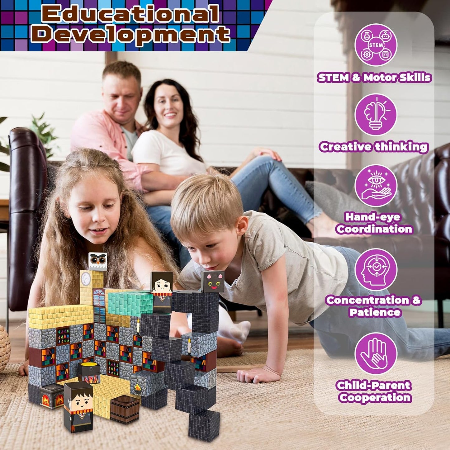 Goody King Magnetic Blocks |100PCS Magnetic Building Blocks Magic‘s House Magnetic Cube,Magnetic Blocks for Kids Ages 3-10,STEM Montessori Stacking Toy, Sensory Tiles Building Birthday for Toddlers