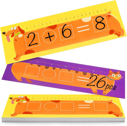 Dotimo 26 PCS Dry Erase Number Lines for Student Desk Special Education Home School Essentials Prek Math Manipulatives 1st Grade Teaching Supplies 12"x4" Double Sided Erasable Board