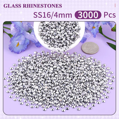 5000PCS SS6/2mm Glass Crystal Rhinestones (Clear), Bedazzling Flatback Rhinestones for Crafting DIY Crafts Nail Art Makeup Decoration, Gems Diamond Charms for Tumbler Shoes Clothing Mug