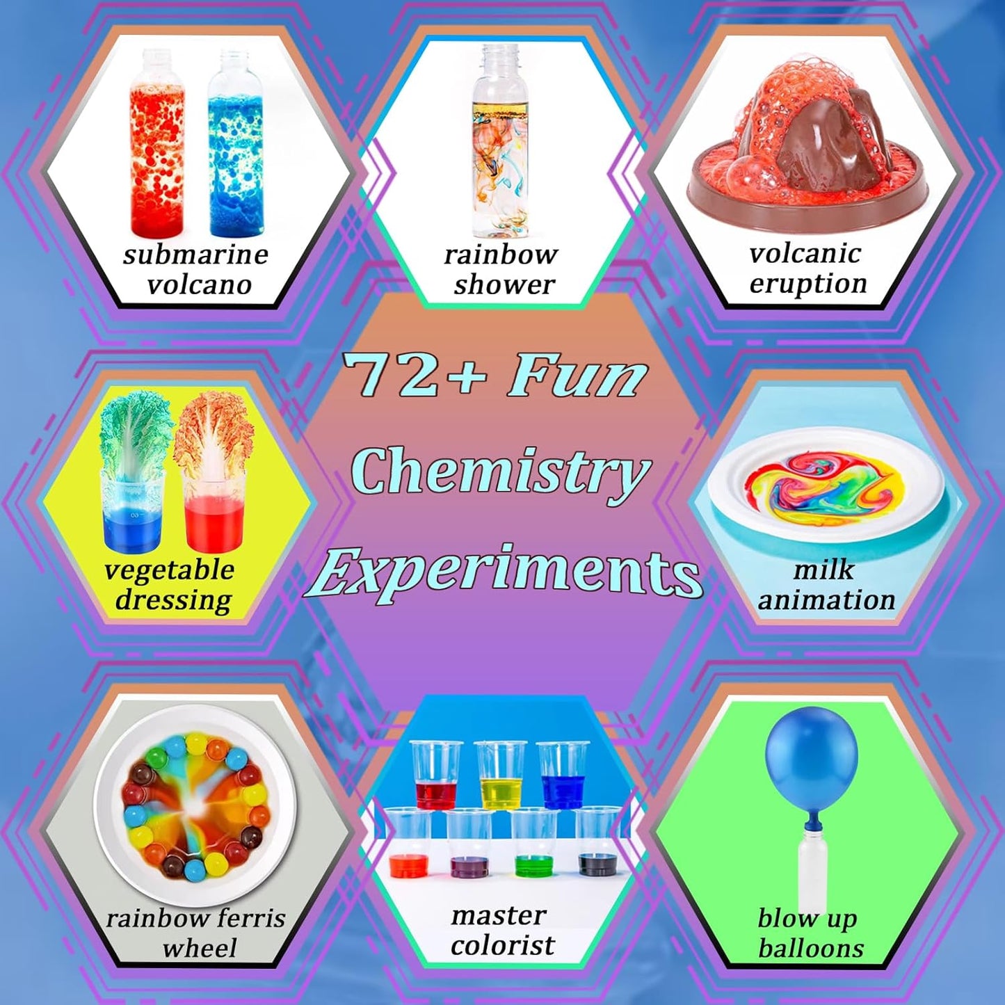 EXBEPE Science Kits for Kids 72+ Science Lab Experiments Erupting Volcano,Rainbow Rain,Artificial Snow Magic Chemistry Toy DIY Science Educational Learning Kit for Boys Girls
