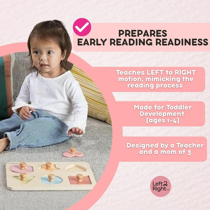 LEFT2RIGHT Wooden Puzzle for Toddlers 1-3 | Montessori Puzzle for 2 Year Old | Best Educational Puzzle for Motor Skills & Sensory Learning | Wooden Peg Puzzles for Toddlers 1-3 Transportation Edition