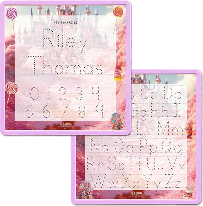 Kid's Name Tracing Board | Dry Erase Letter Tracing | Reusable Name Board | Alphabet Letters | Personalized | Candy Theme