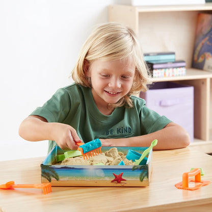 Amazon Basics 11 Piece Moldable Sensory Sand Toy Kit with Castle Molds and Tools, 3lbs Blue Color, for Kids Ages 3 and Up