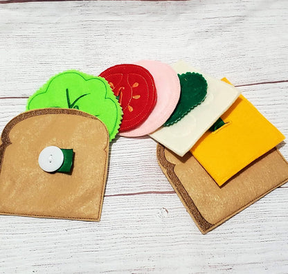 Felt Sandwich Button Snake Deluxe Set Busy Bag or Quiet Book Project- Educational Game Learning Toy
