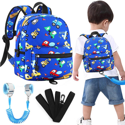 Accmor Toddler Backpack Leash, Mini Child Backpack with Anti Lost Wrist Link, Cute Kids Backpack Leash Walking Harness for Outdoor Travel, Small Excavator Backpack Tether for Baby Boys Girls Ages 1-3