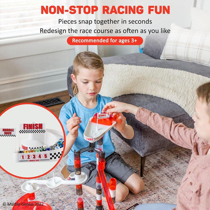 Marble Genius Marble Run Racing Set: 125-Piece Marble Run Racing Set Toys for Kids, Marbles Maze Tower Building Blocks, Marbles Race Track Rolling Game, Educational Learning STEM Toy Gift