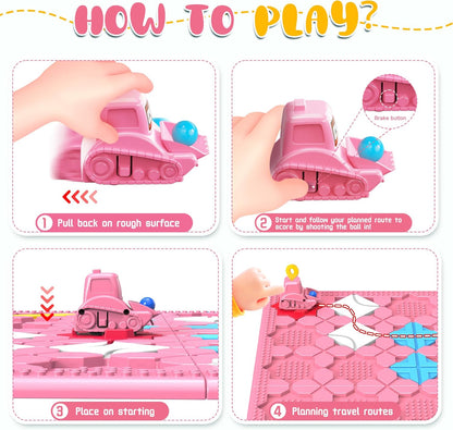 STEM Logic Road Builder Toys: Board Games Toys for 5 Year Old Kids, Montessori Brain Teaser Puzzles Educational Learning Activities Toy for Kid Ages 3 4 6-8 12 Boys Girls Gifts (Orange 32PCS)