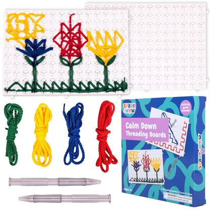 SPARK & WOW Calm Down Threading Boards | Set of 2 | Sensory Activity Board | Autism Toys for Play Therapy | ADHD Toys for Sensory Play
