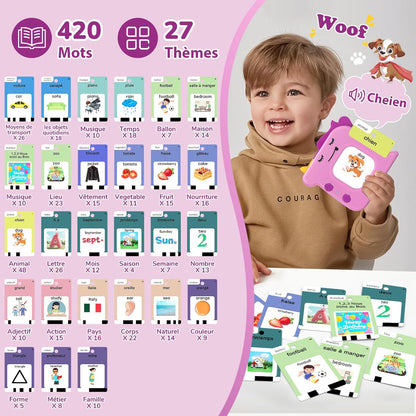 Talking Flash Cards for Toddlers 1 2 3 4 5 6 Year Olds, 420 Sight Words, Montessori Toys to Learning, Pocket Speech Therapy Toys for Toddlers, Sensory Preschool Educational Birthday