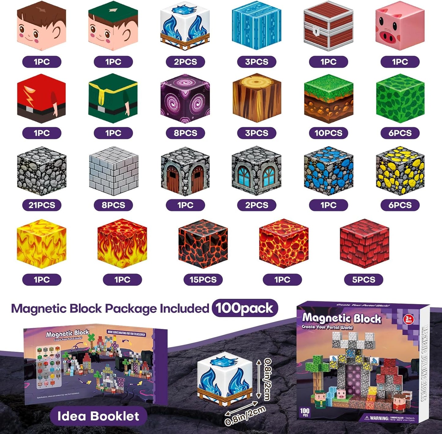 Magnetic Blocks, Magnetic Building Blocks Gryxpox, Magnet Tiles with Adventure World Blocks Toy, Magnetic Blocks For Kids Ages 4-8, STEM Sensory Toys for Ages 3+ Toddlers Kids Girl Boys Birthday Gifts