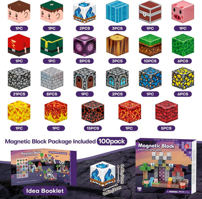 Magnetic Blocks, Magnetic Building Blocks Gryxpox, Magnet Tiles with Adventure World Blocks Toy, Magnetic Blocks For Kids Ages 4-8, STEM Sensory Toys for Ages 3+ Toddlers Kids Girl Boys Birthday Gifts