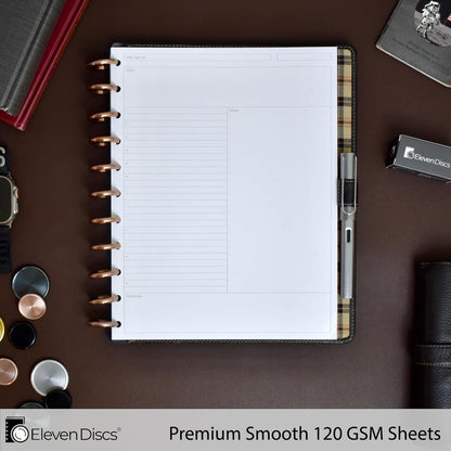 Eleven Discs Discbound Paper, Junior Size Mileage Log Sheets - Premium 120gsm Heavyweight Notebook & Planner Refills - 8 Discs, 5.5 x 8.5 in - Punched for Circa, Arc, TUL (50 Sheets)
