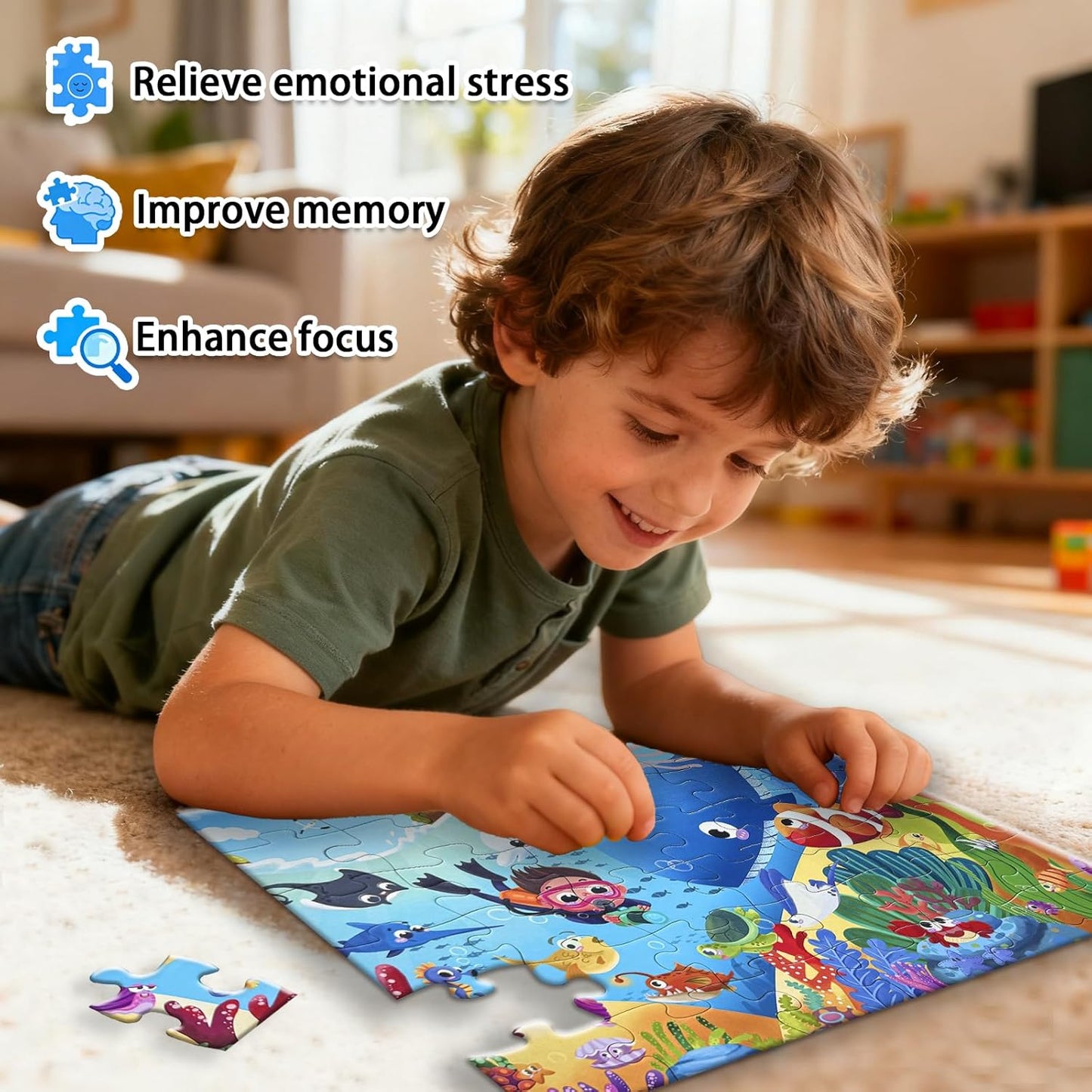 GIVEITALL Jigsaw Puzzles for Kids Ages 3-5 6-8 8-10 Year Old,Dog Planet Floor Puzzle 36 Pieces Enlightening Game Creative Gifts for Boys Girls (Dog)