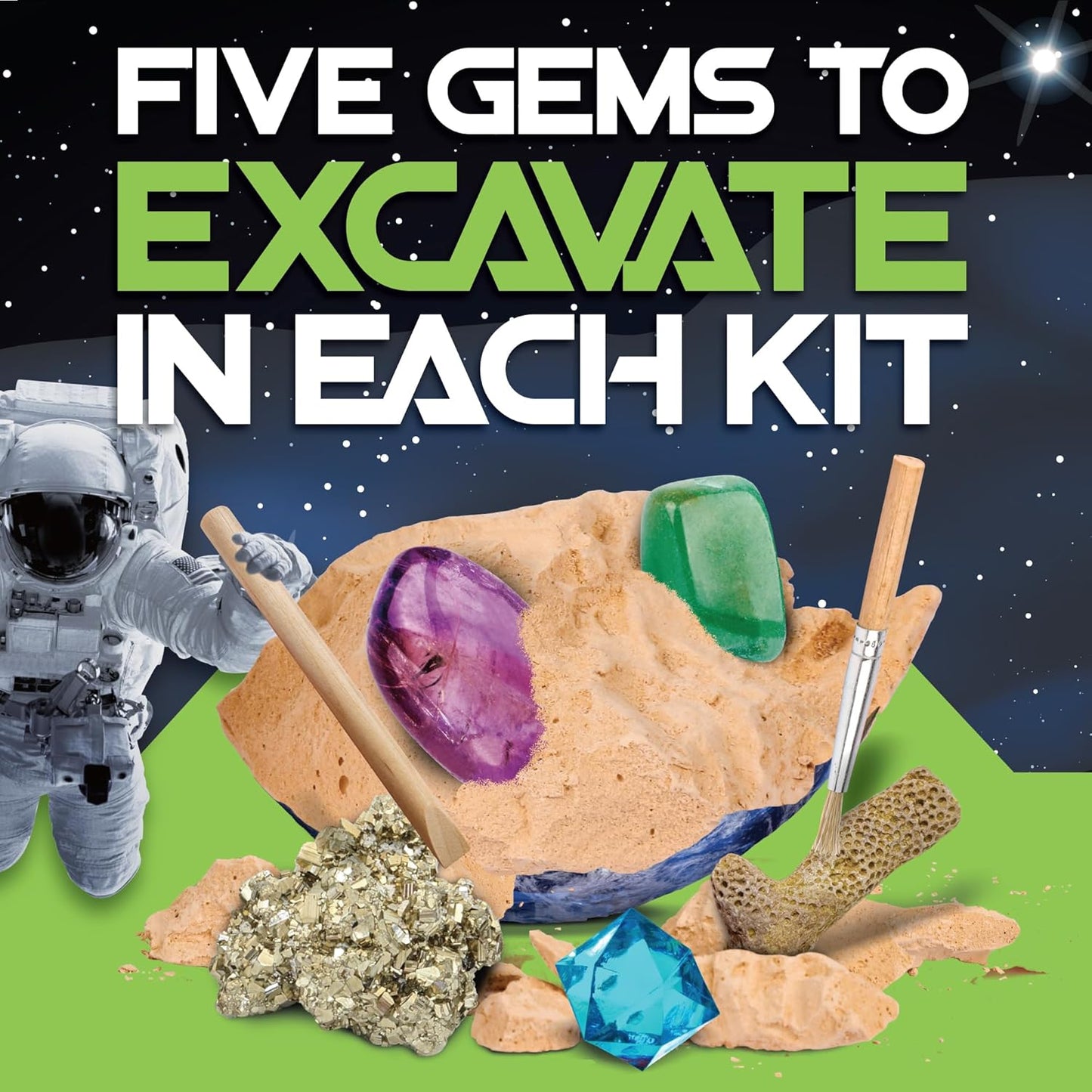 Cosmic Dig Kit by Big Discoveries - Explore The Planets of The Solar System with Gem & Fossil Excavation Kits for Kids | STEM Toy Science Dig Kits with Gemstones for Boys and Girls