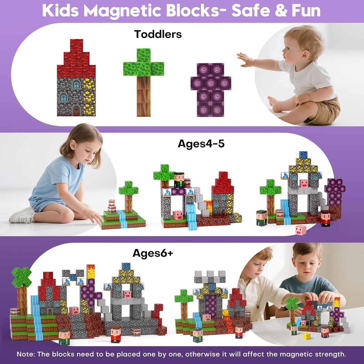 Magnetic Blocks, Magnetic Building Blocks Gryxpox, Magnet Tiles with Adventure World Blocks Toy, Magnetic Blocks For Kids Ages 4-8, STEM Sensory Toys for Ages 3+ Toddlers Kids Girl Boys Birthday Gifts