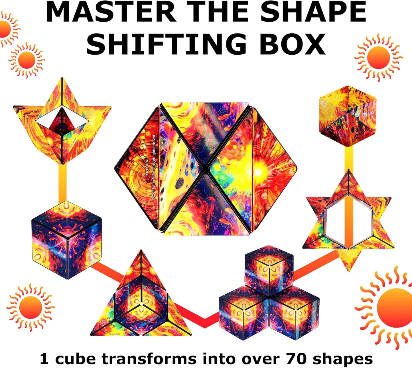 Shashibo Shape Shifting Box - Award-Winning STEM Fidget Toy with Ultra Strong Magnets - Puzzle Cube Transforms Into 100+ Shapes, Perfect Sensory Gift for Kids, Teens, and Adults (Cosmos)